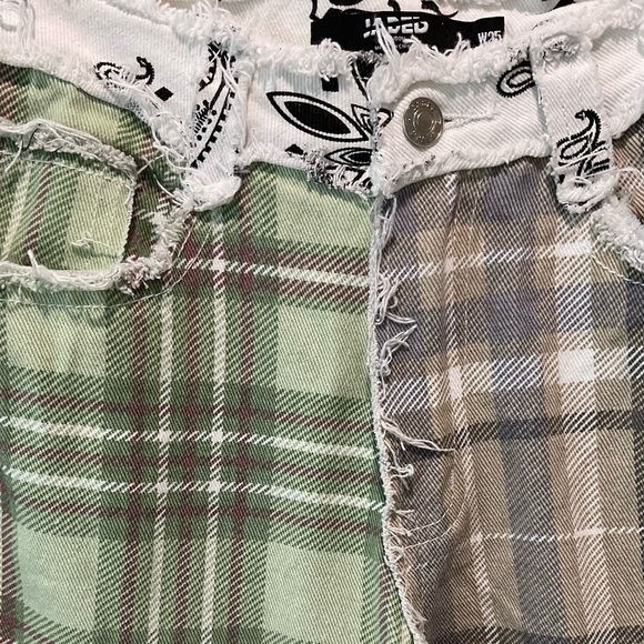 Jaded London Patchwork Bandana Boyfriend Denim Jeans Plaid Size 25 NEW - Picture 2 of 5